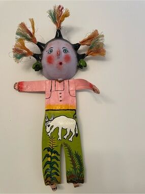 Mexican 16” doll, coconut head, canvas body, charming!